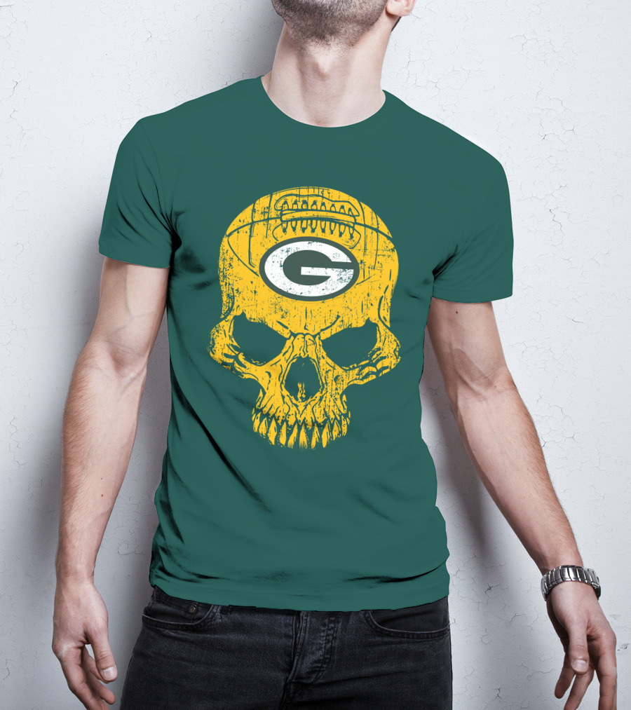 Green Bay Packers Skull Football Logo T-Shirt