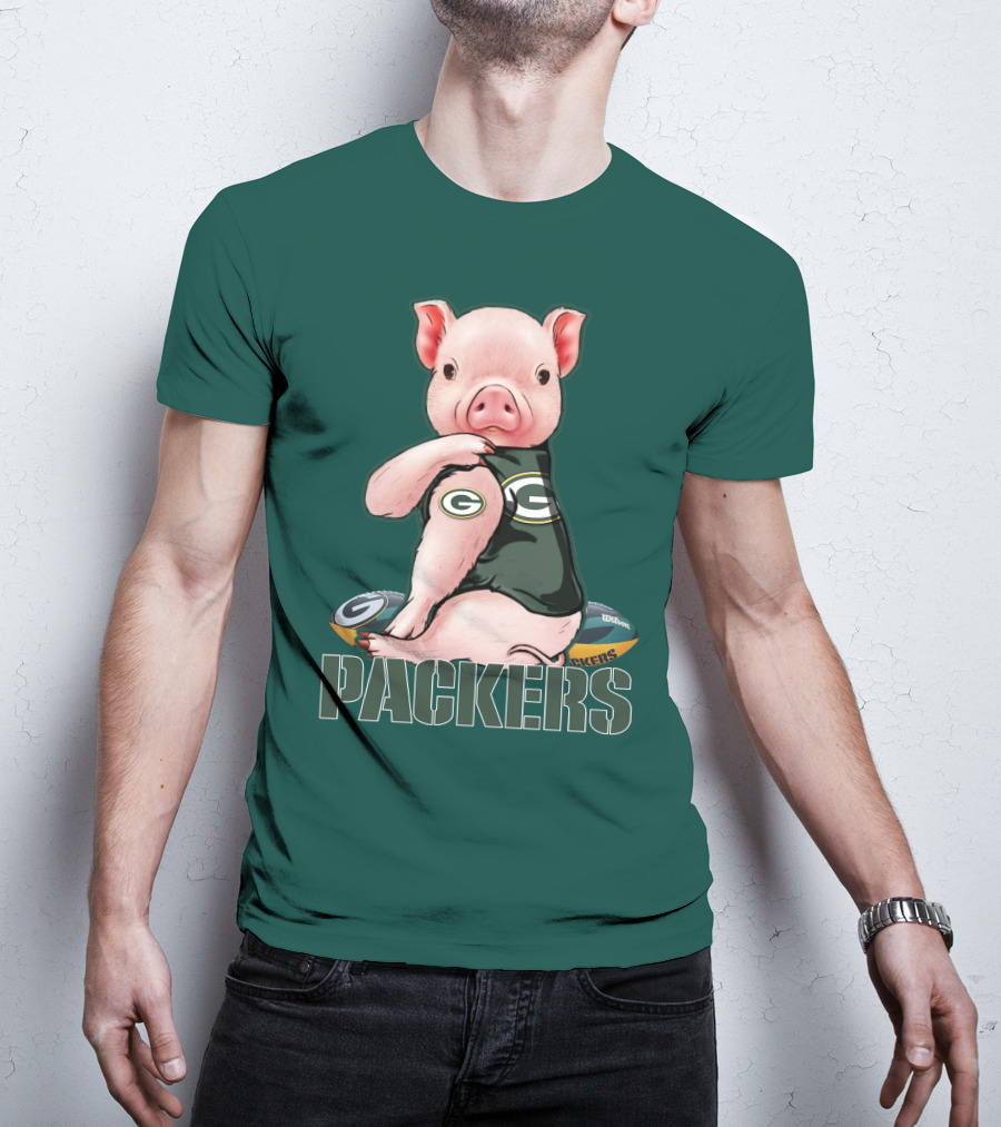 Green Bay Packers Pig Holding Football T-Shirt