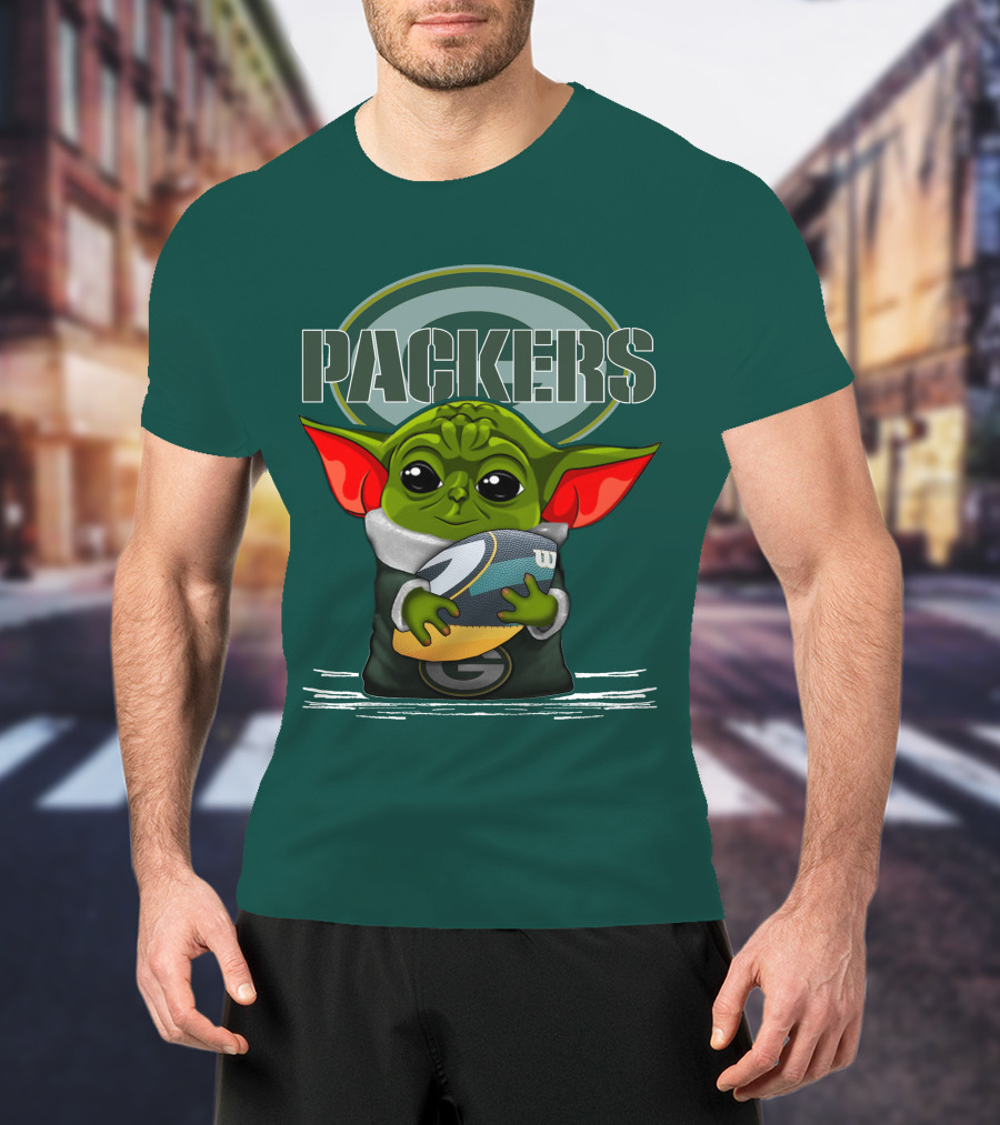 Yoda Holding Football With Green Bay Packers T-Shirt