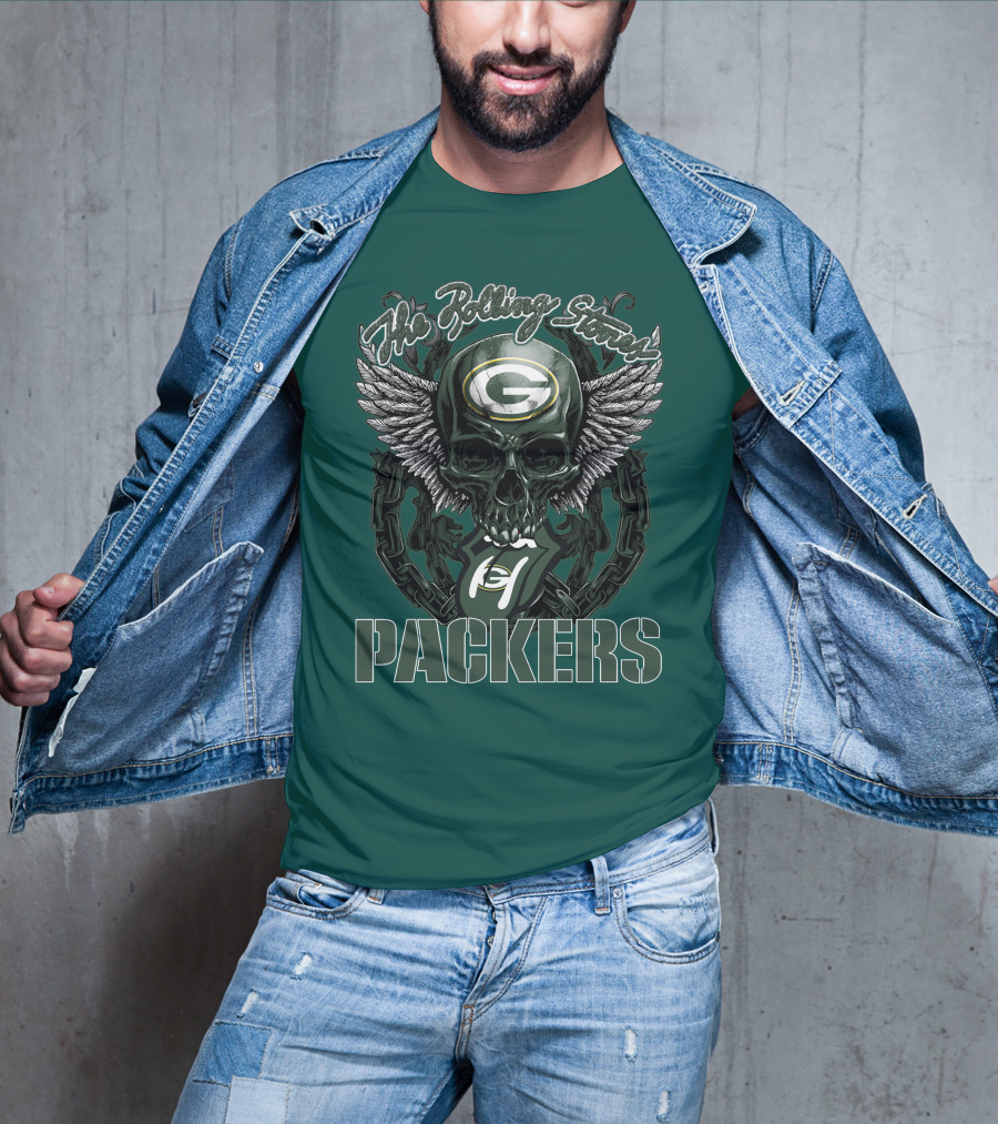 The Rolling Stones Green Bay Packers Skull Logo Wings T-Shirt