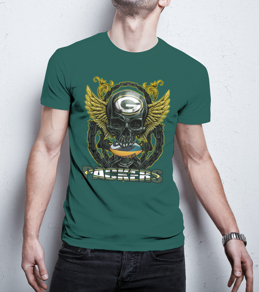 Packers Skull Green Bay Football Wings T-Shirt