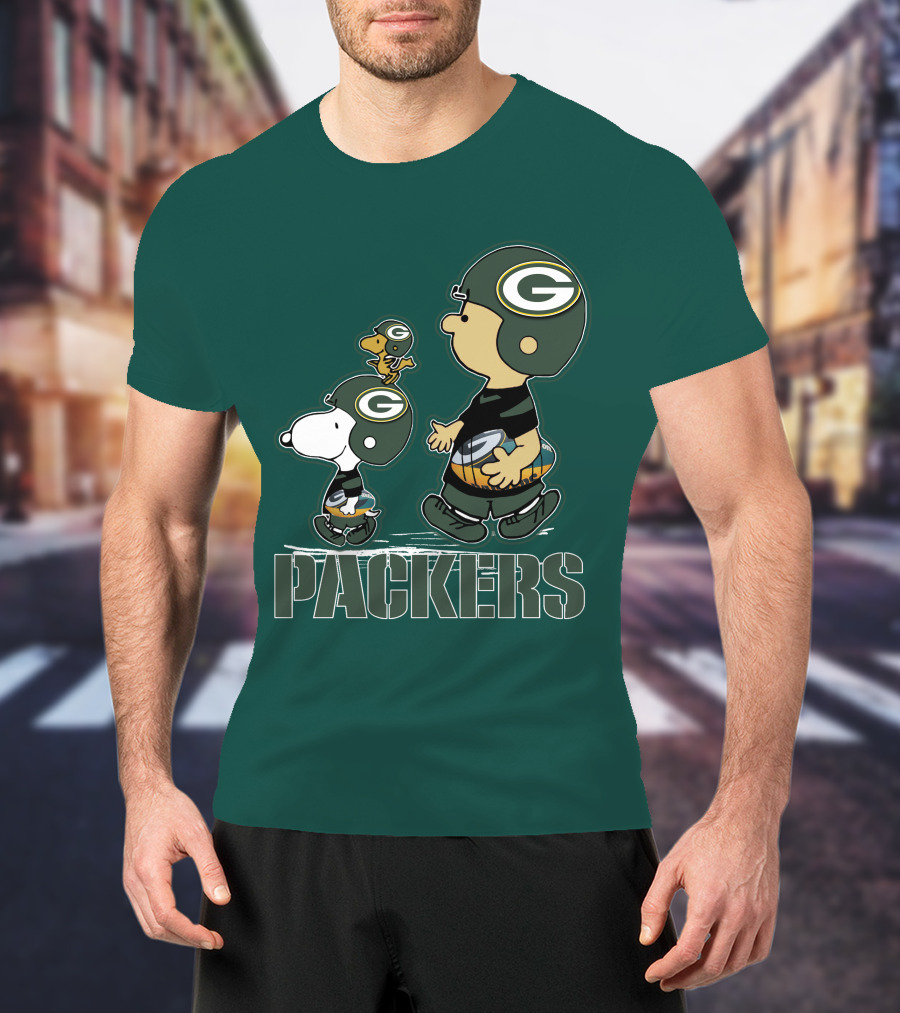 Snpfootball Green Bay Packers Peanuts Characters T-Shirt