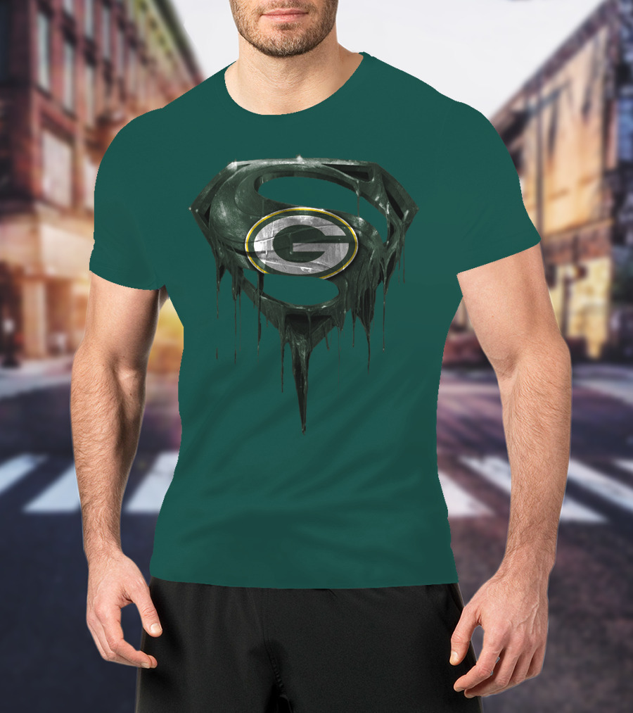 Spm Superman Green Bay Packers Logo Fusion T-Shirt