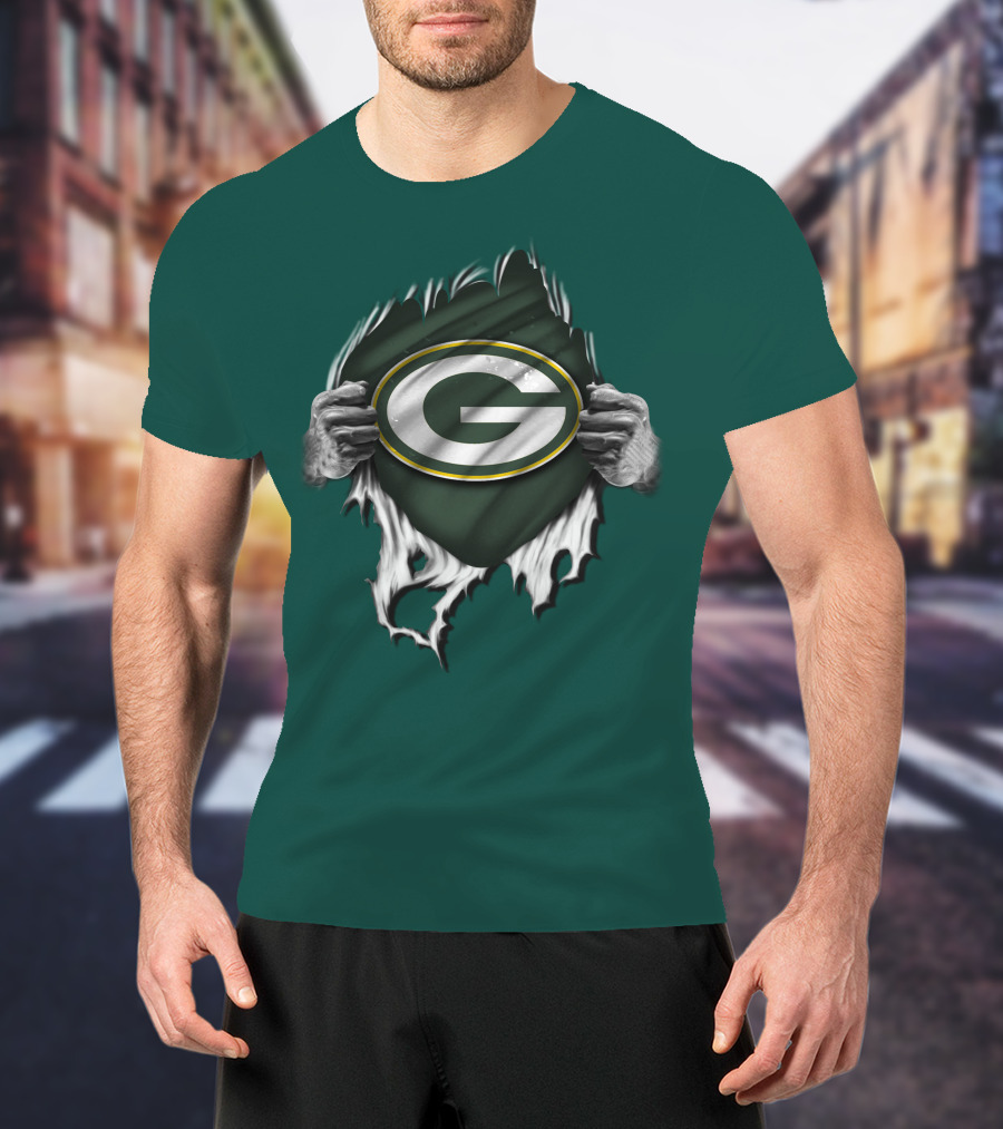Green Bay Packers Torn Logo Superfan T-Shirt