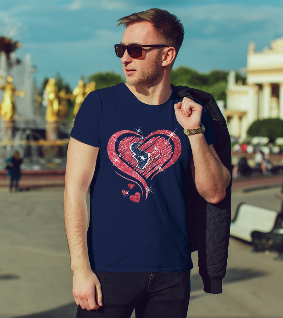 Heart Diamond Glitter Houston Texans T-Shirt