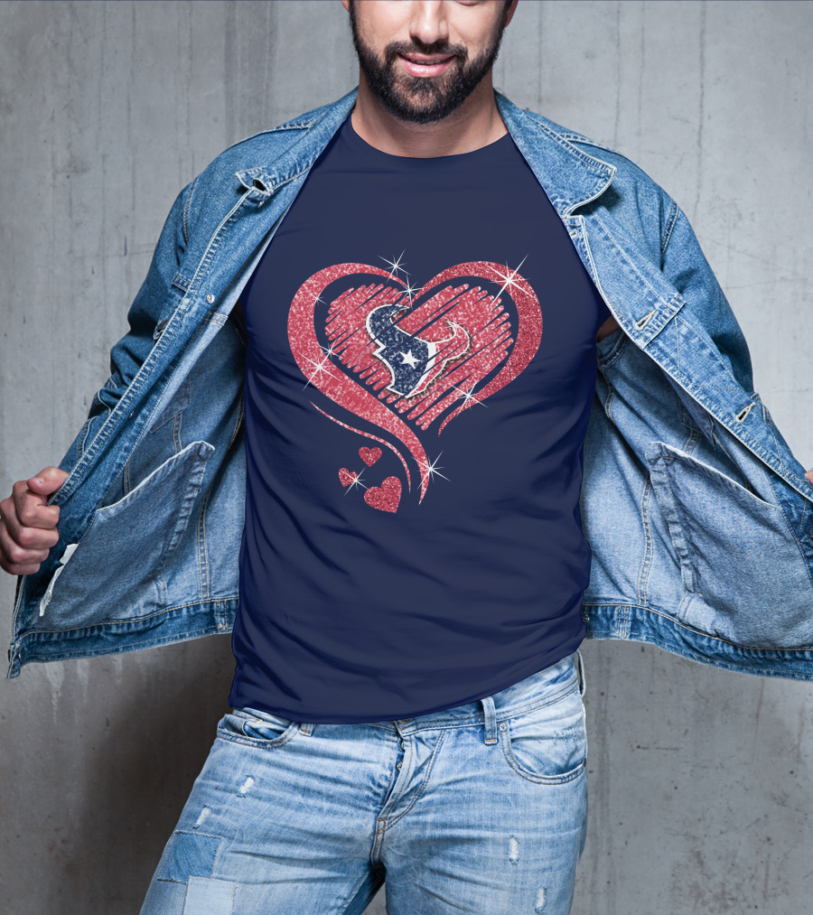 Heart Diamond Glitter Houston Texans T-Shirt