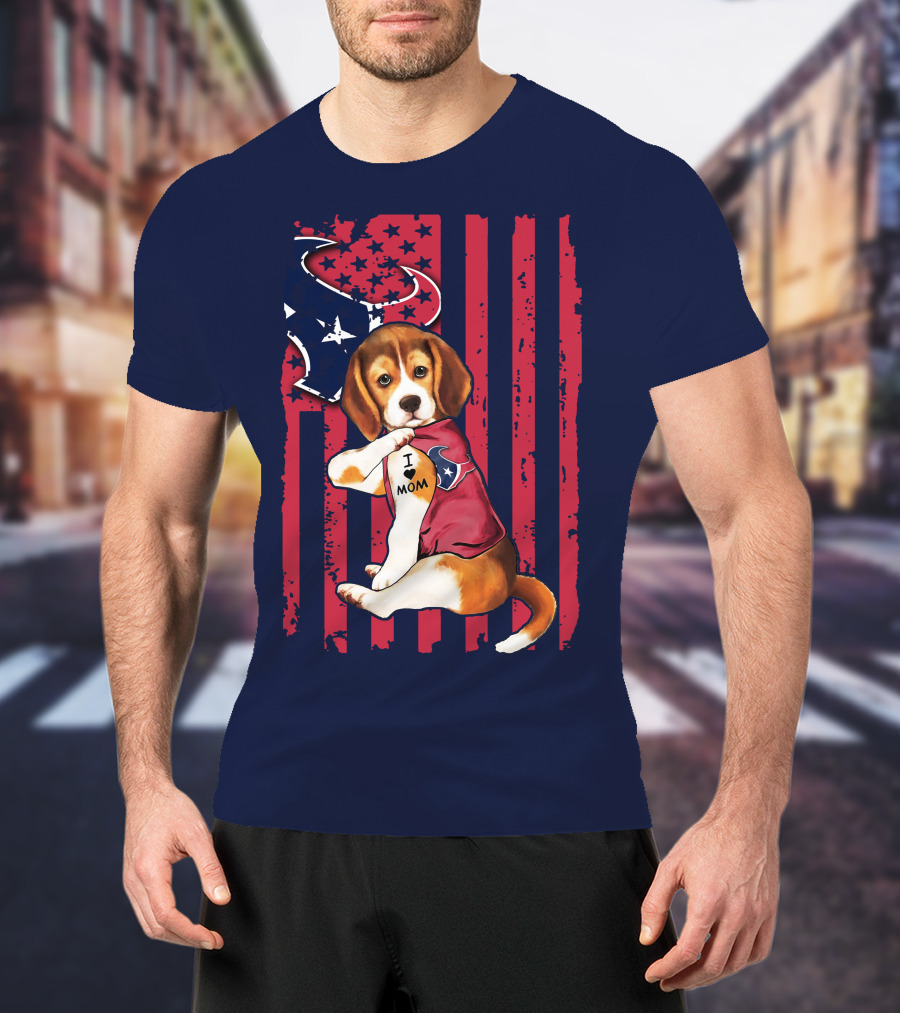 Houston Texans Beagle I Love Mom T-Shirt