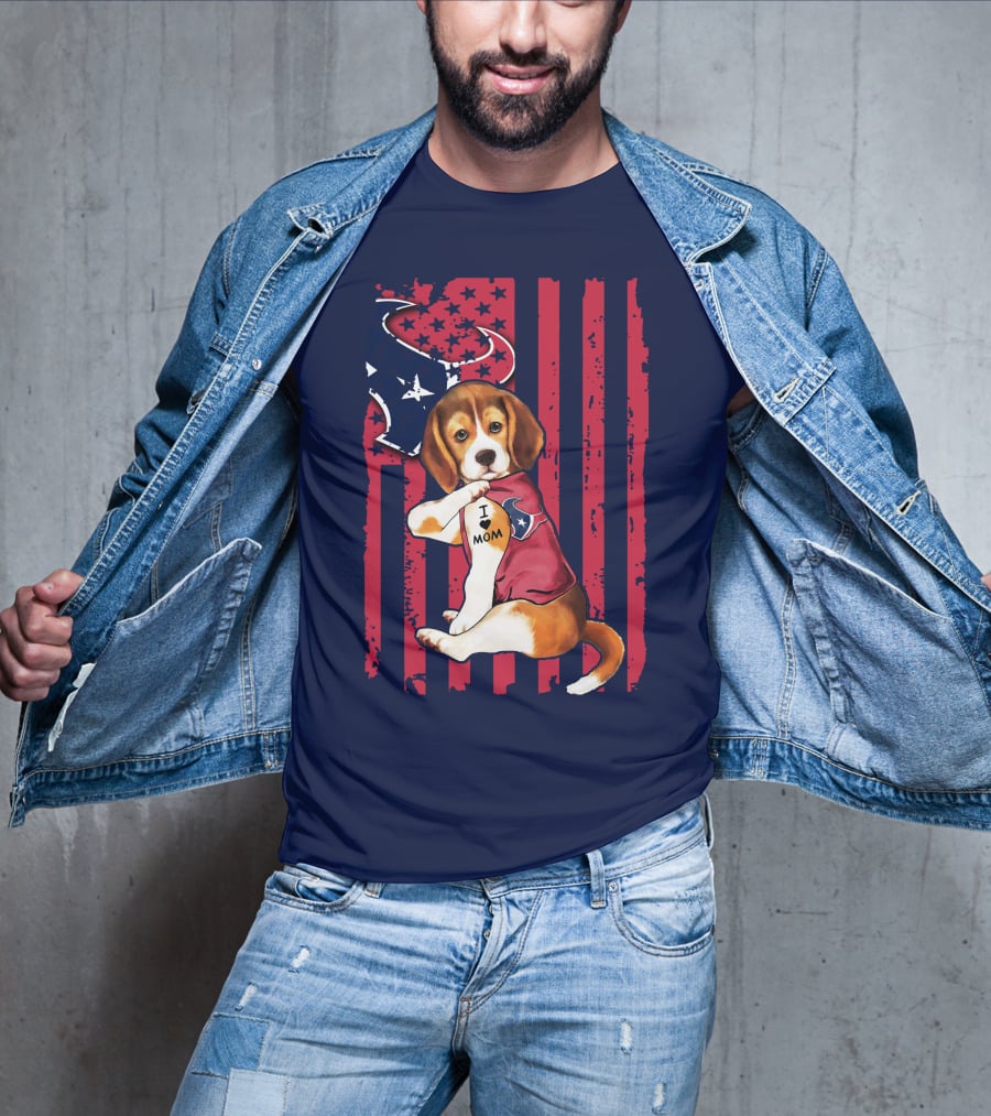 Houston Texans Beagle I Love Mom T-Shirt