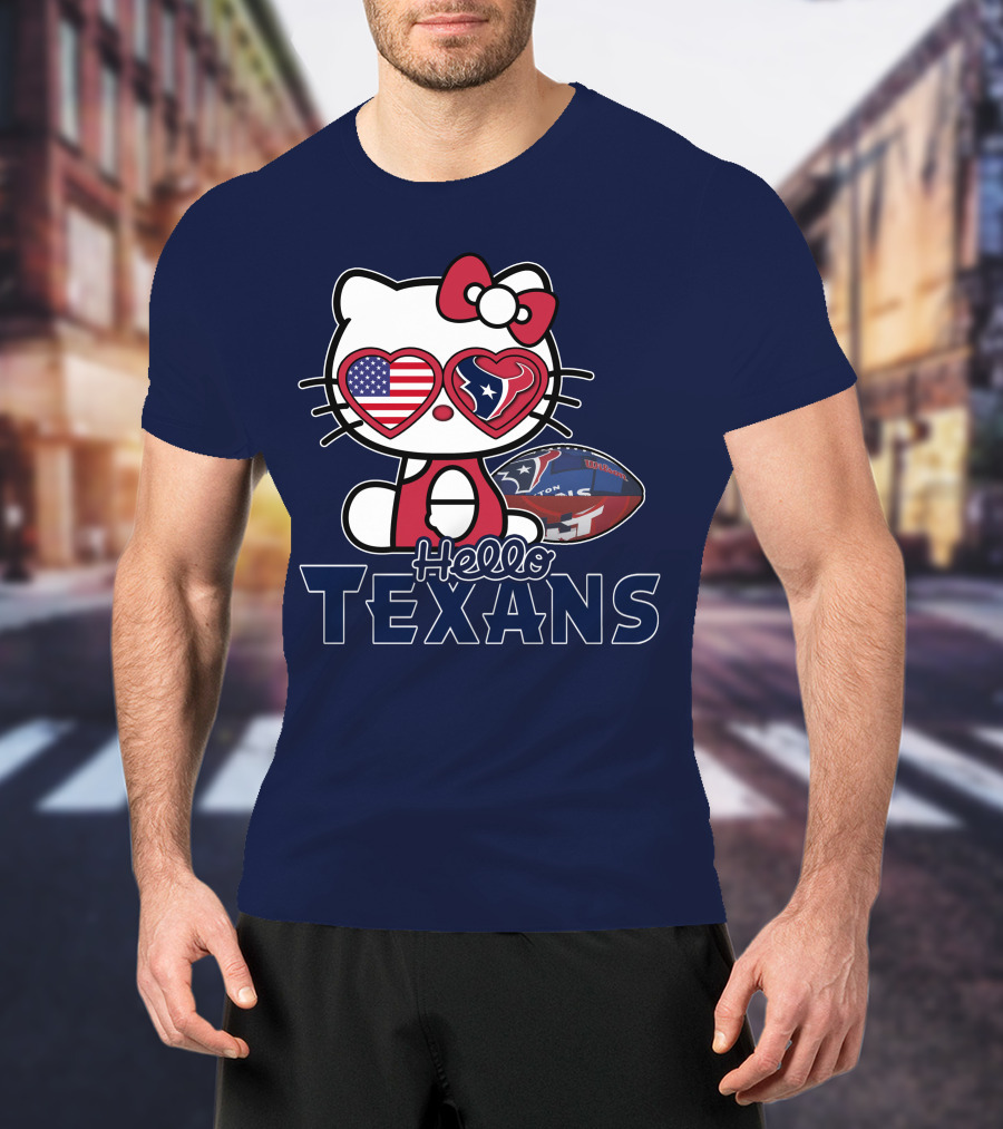 Hello Kitty Texans Football Heart USA Fan Love T-Shirt