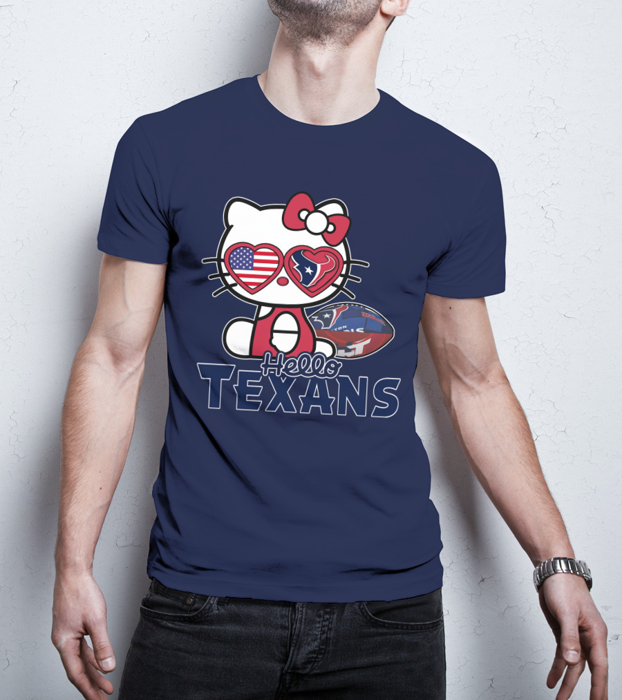 Hello Kitty Texans Football Heart USA Fan Love T-Shirt