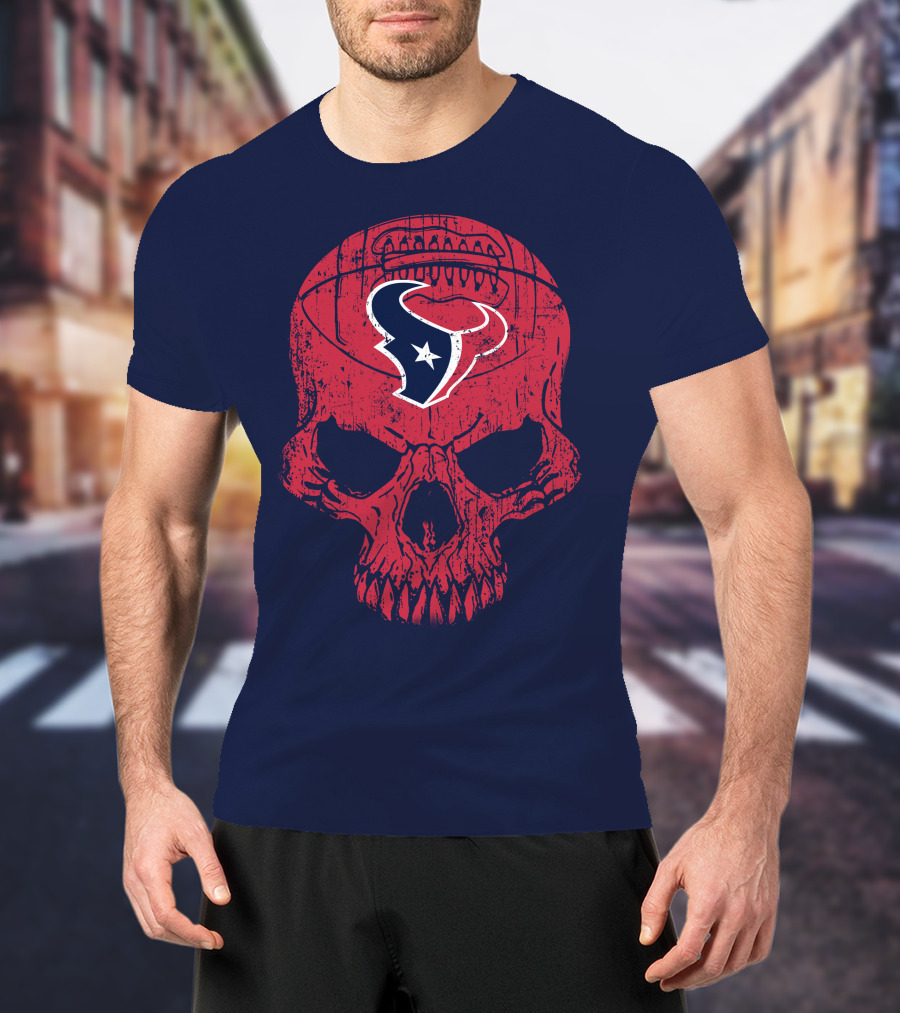 Houston Texans Skull Football Emblem 18 T-Shirt