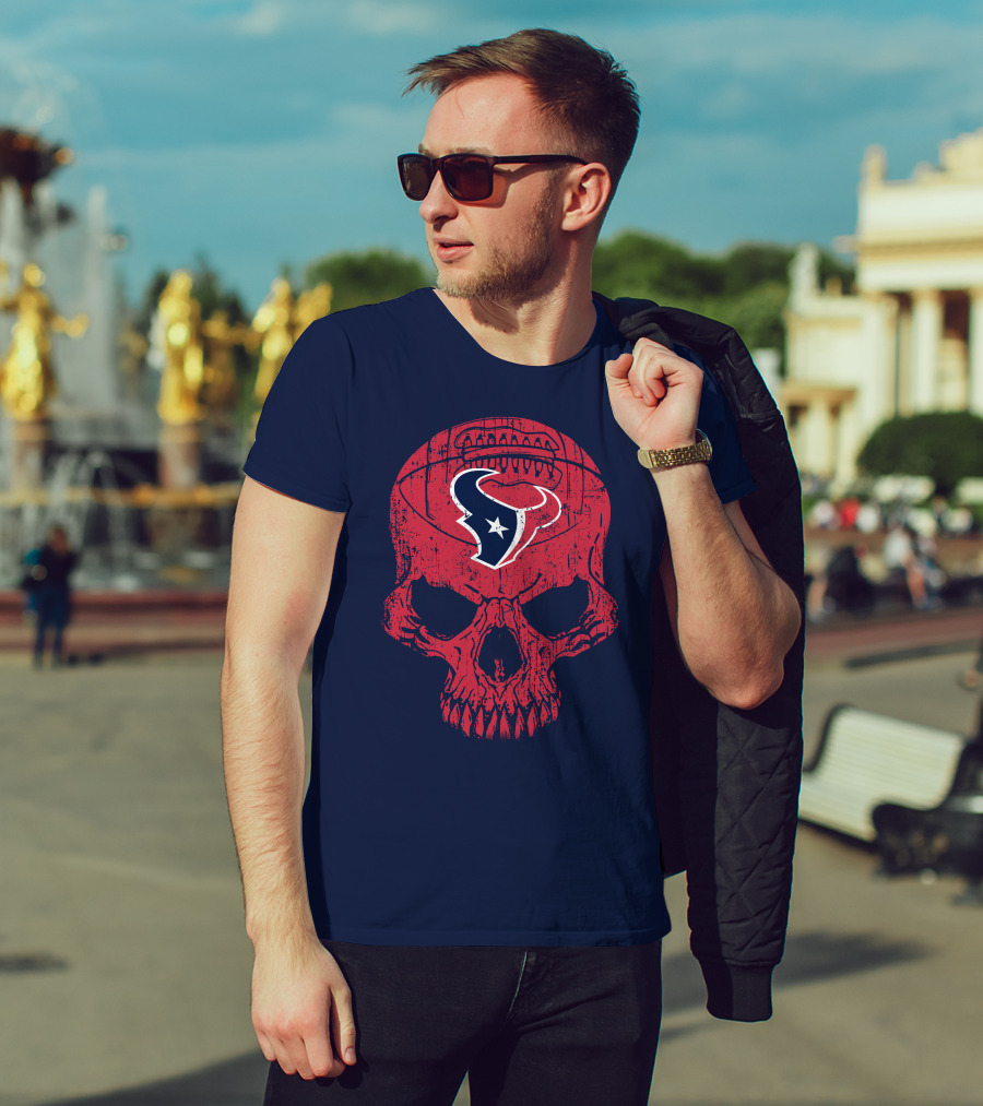 Houston Texans Skull Football Emblem 18 T-Shirt