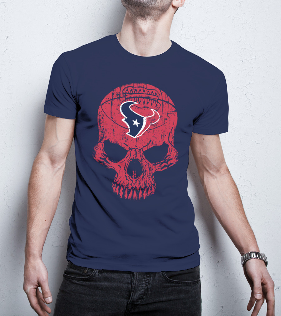 Houston Texans Skull Football Emblem 18 T-Shirt