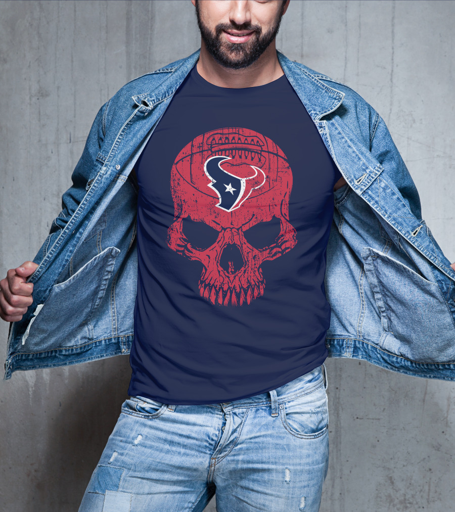 Houston Texans Skull Football Emblem 18 T-Shirt