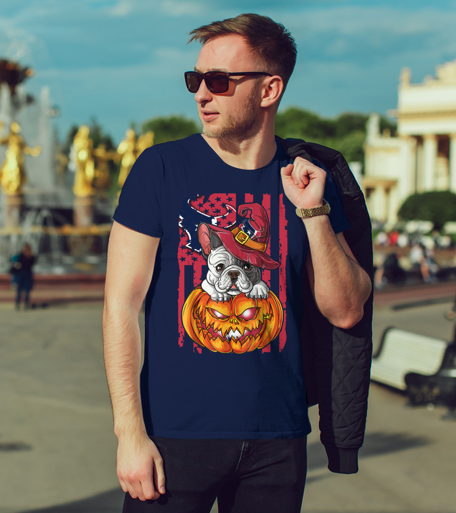 Hlw Bulldog Houston Texans Halloween Jack-o'-Lantern Witch Hat T-Shirt
