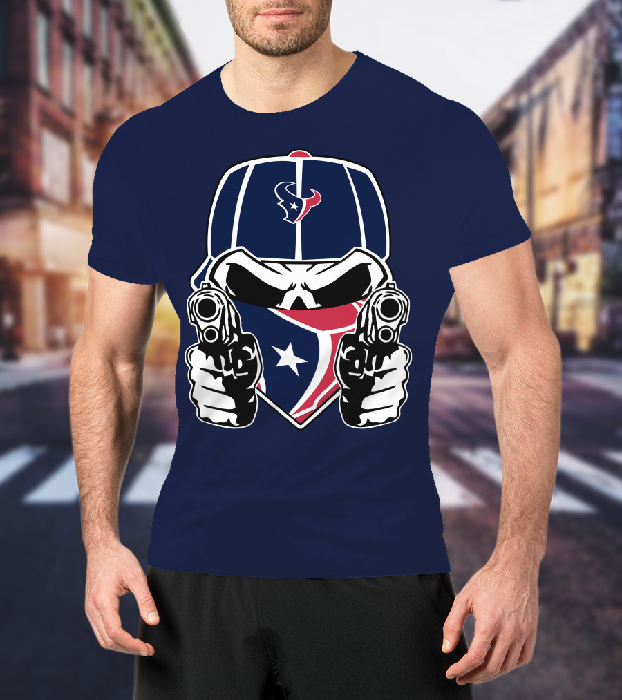 Houston Texans Skull Masked Gunslinger Fan Art T-Shirt