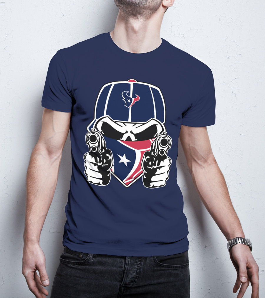 Houston Texans Skull Masked Gunslinger Fan Art T-Shirt
