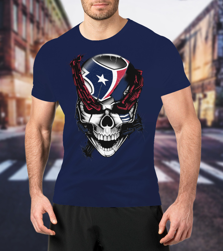 Houston Texans Skull With Chains T-Shirt