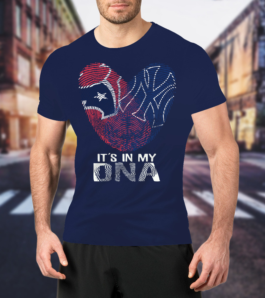 Houston Texans It's In My Dna Fingerprint Heart Yankees T-Shirt