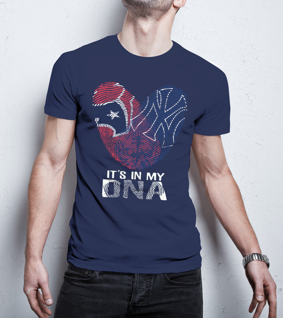 Houston Texans It's In My Dna Fingerprint Heart Yankees T-Shirt