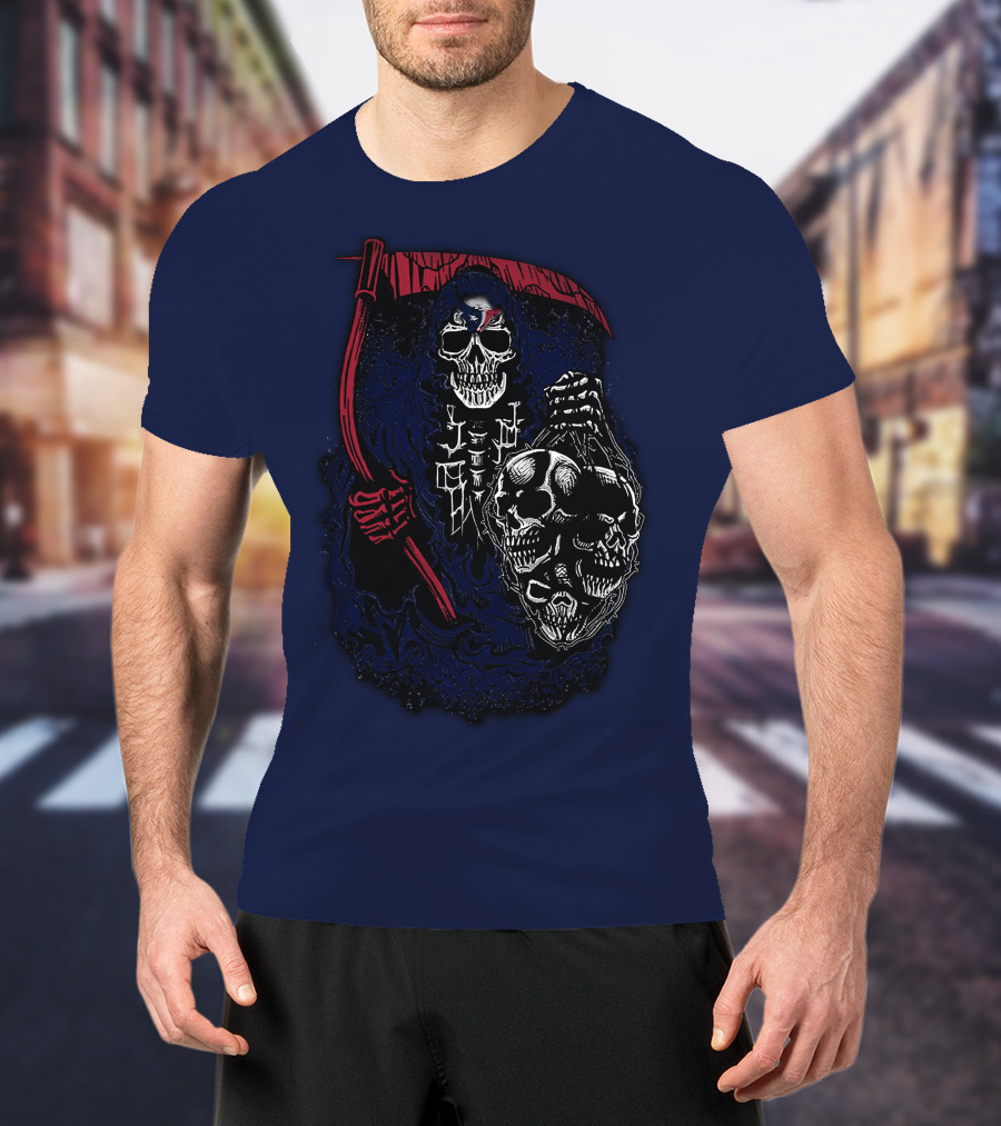 Houston Texans 07 Grim Reaper Skull Artwork T-Shirt