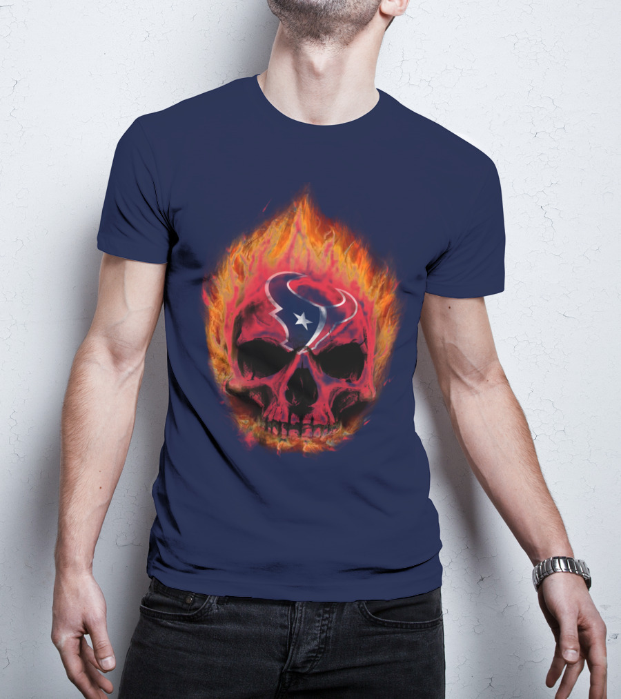 Houston Texans Flaming Skull T-Shirt