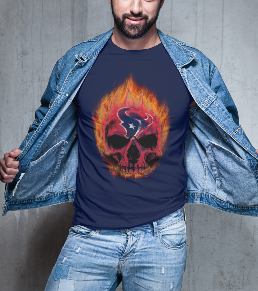 Houston Texans Flaming Skull T-Shirt
