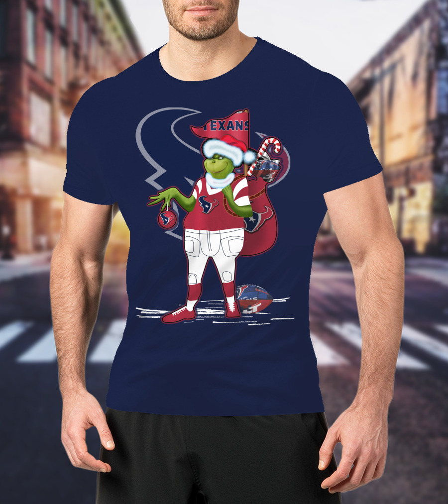Grinchxmas Houston Texans Christmas Football Theme T-Shirt