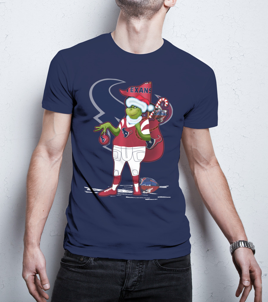 Grinchxmas Houston Texans Christmas Football Theme T-Shirt