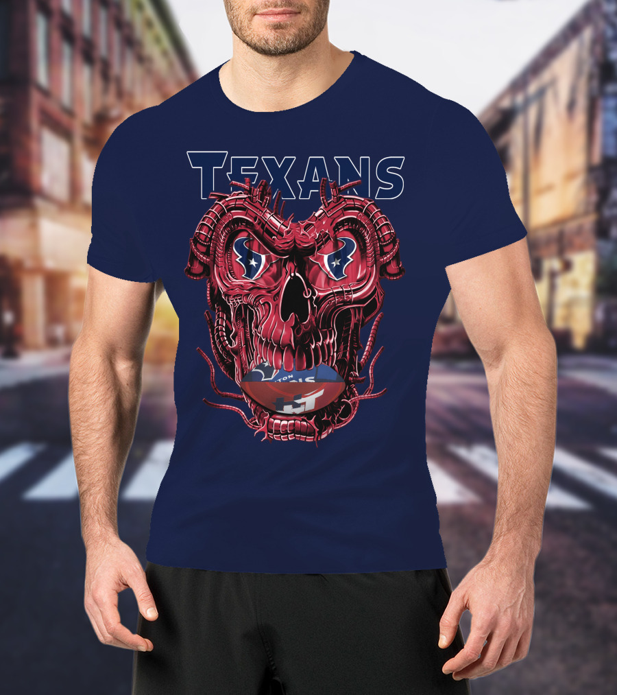 Texans Dragonskull Football Face T-Shirt