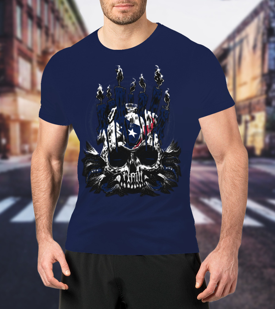 Houston Texans 31 Skull With Flames And Lone Star Flag Theme T-Shirt