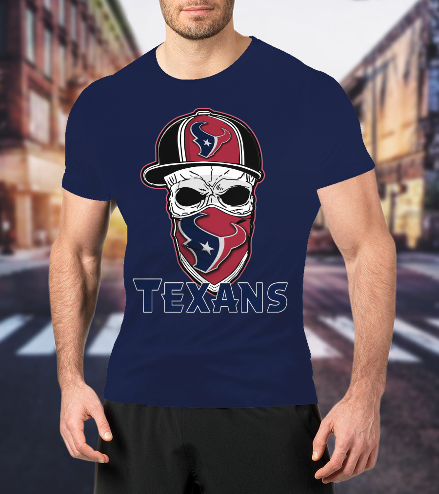 Houston Texans Skull Hat T-Shirt