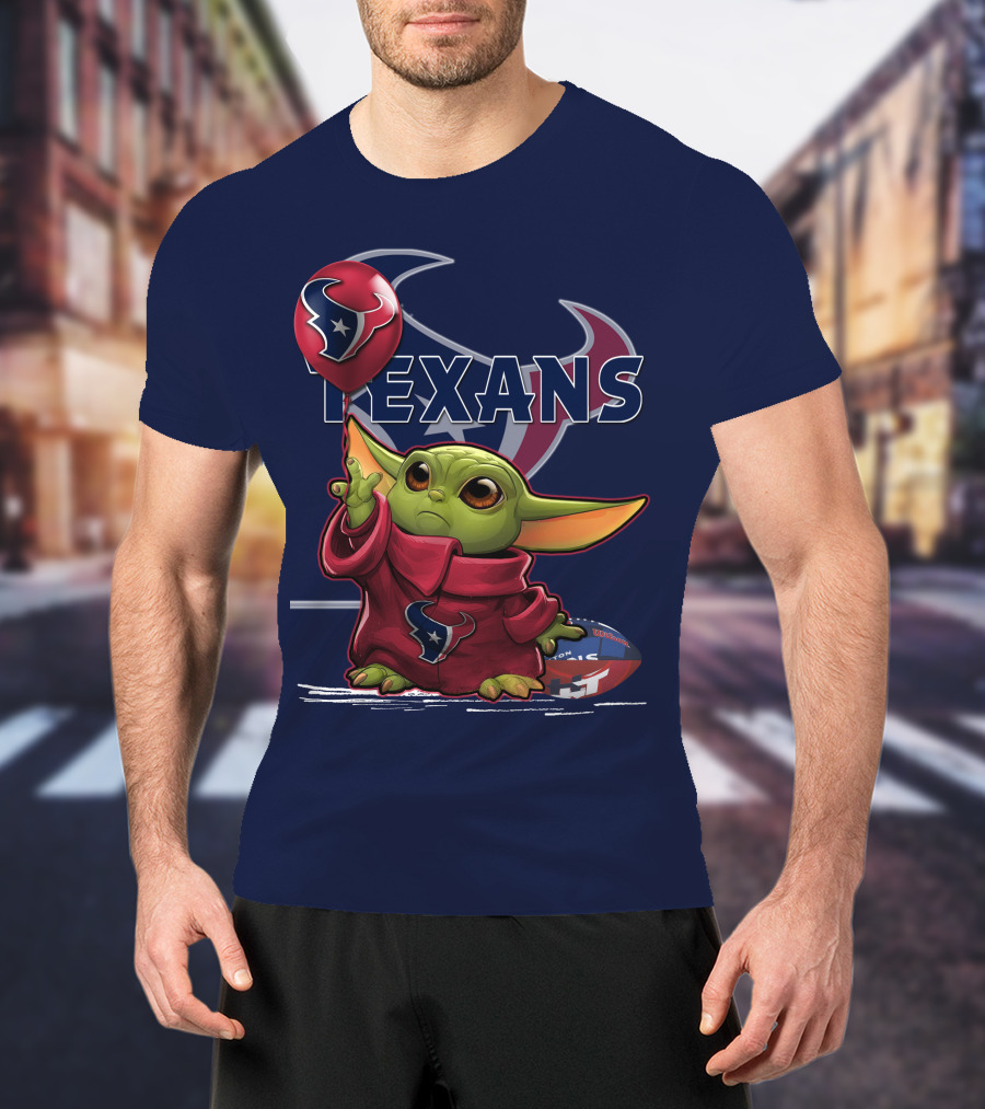 Yoda Texans Holding Balloon Football T-Shirt