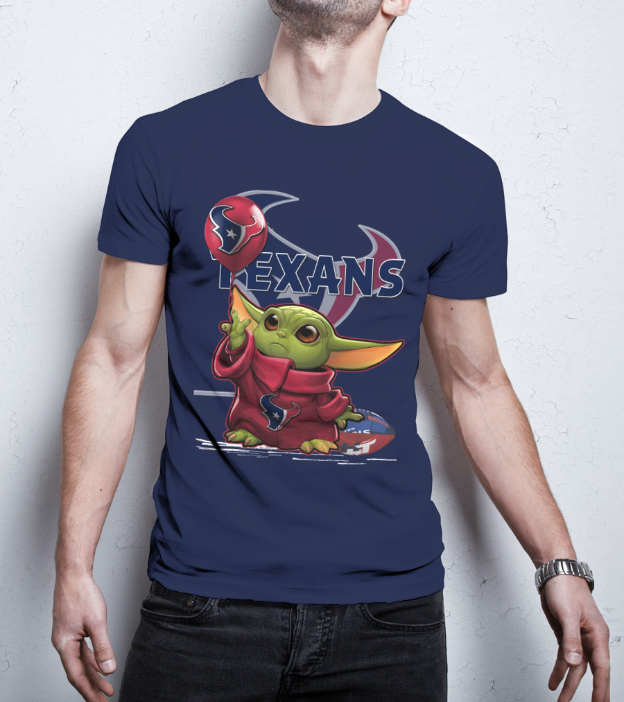 Yoda Texans Holding Balloon Football T-Shirt