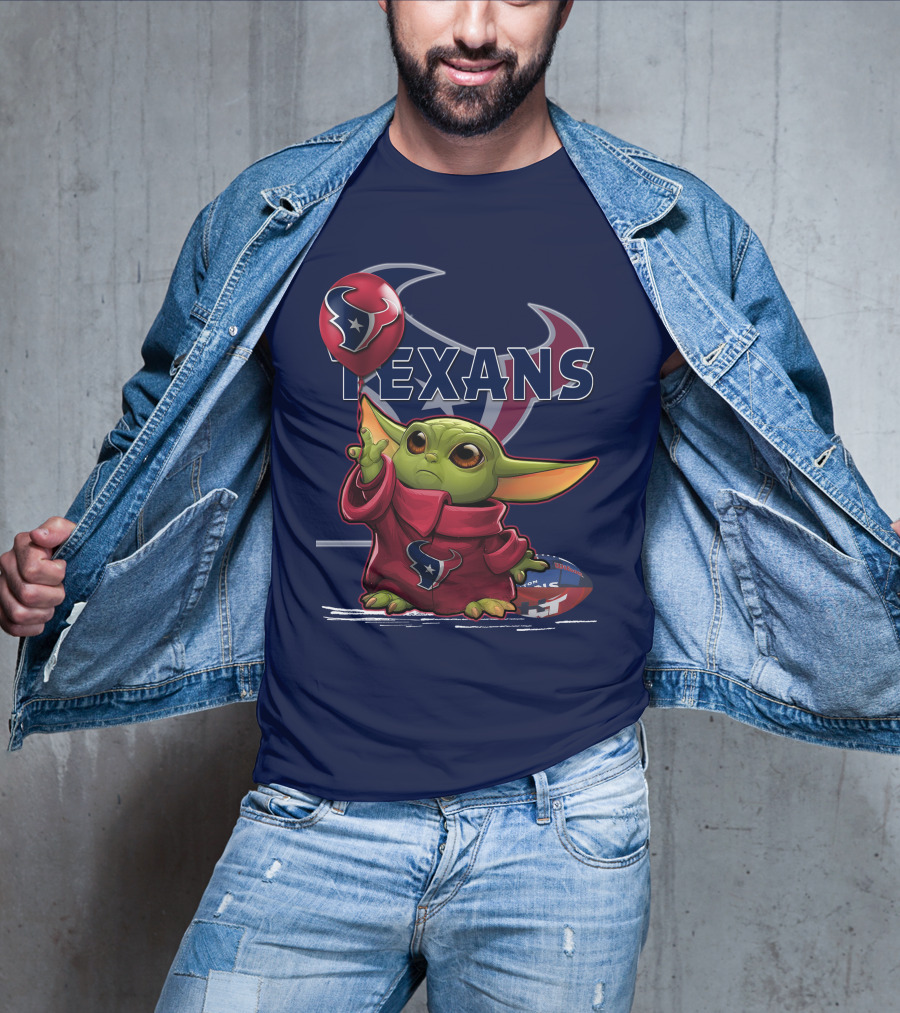 Yoda Texans Holding Balloon Football T-Shirt
