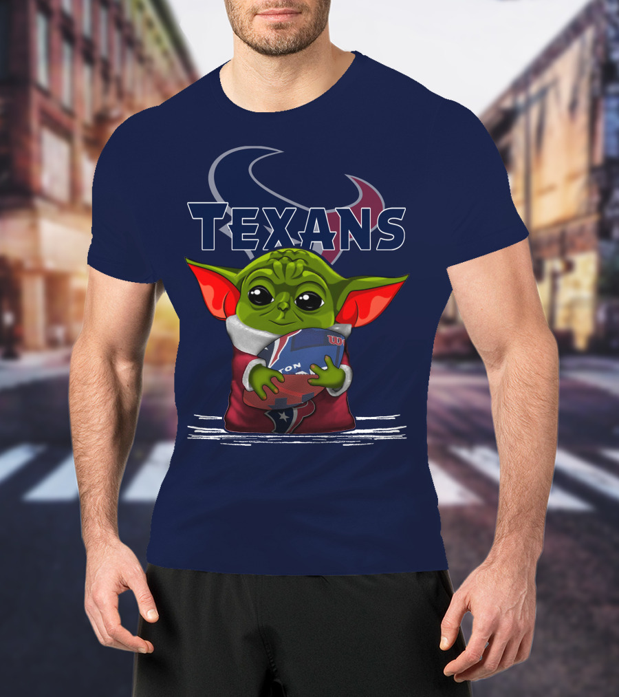 Texans Yoda Holding Football Houston NFL T-Shirt