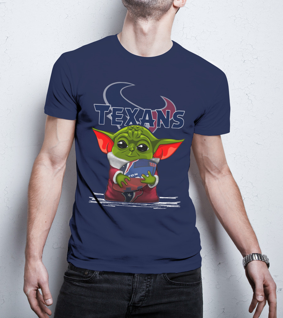 Texans Yoda Holding Football Houston NFL T-Shirt