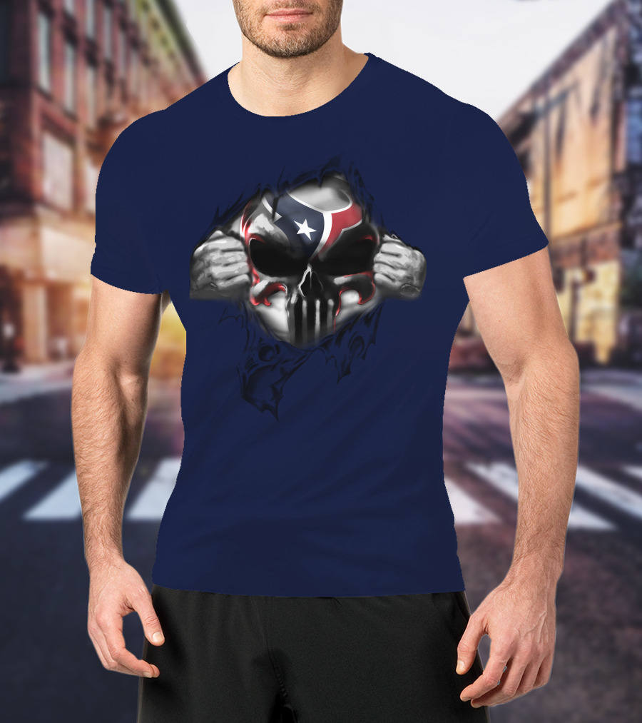 Houston Texans 67 Skull Texas Flag T-Shirt