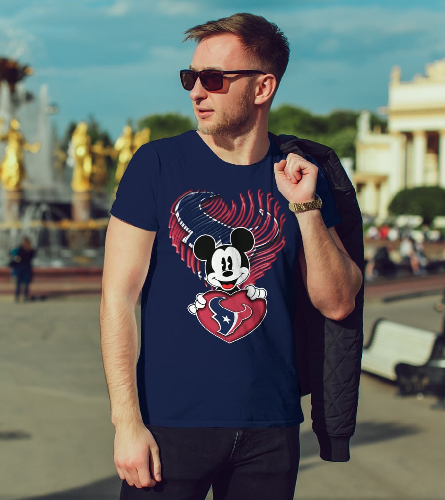 Mick Mouse Heart Houston Texans T-Shirt