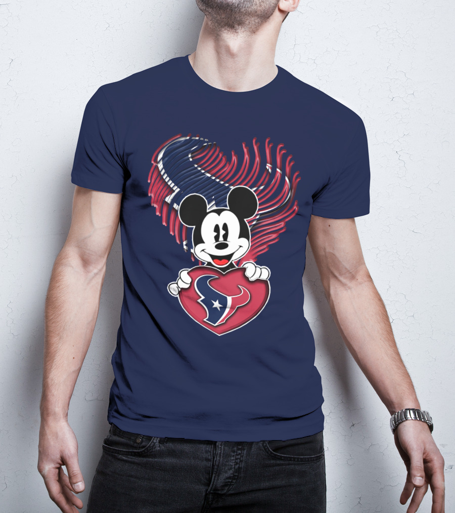 Mick Mouse Heart Houston Texans T-Shirt
