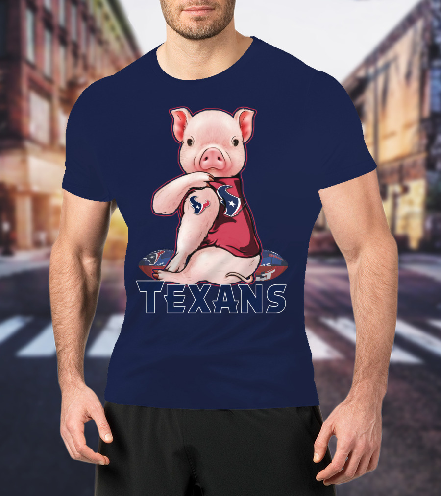Texans Pig With Houston Logo Football T-Shirt
