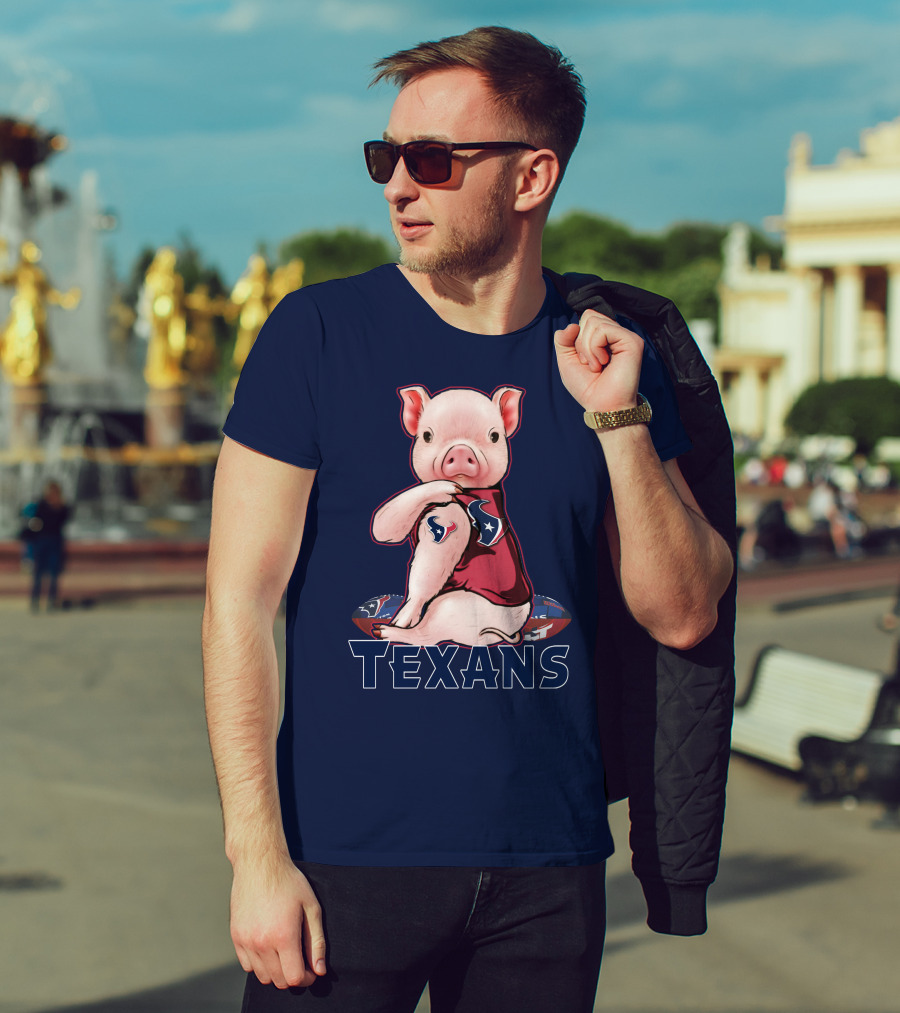 Texans Pig With Houston Logo Football T-Shirt