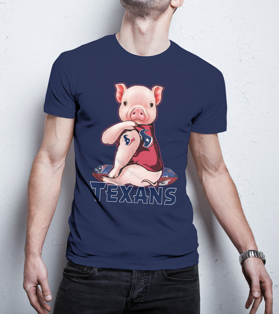 Texans Pig With Houston Logo Football T-Shirt