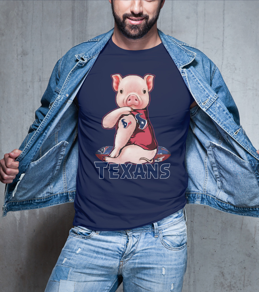 Texans Pig With Houston Logo Football T-Shirt