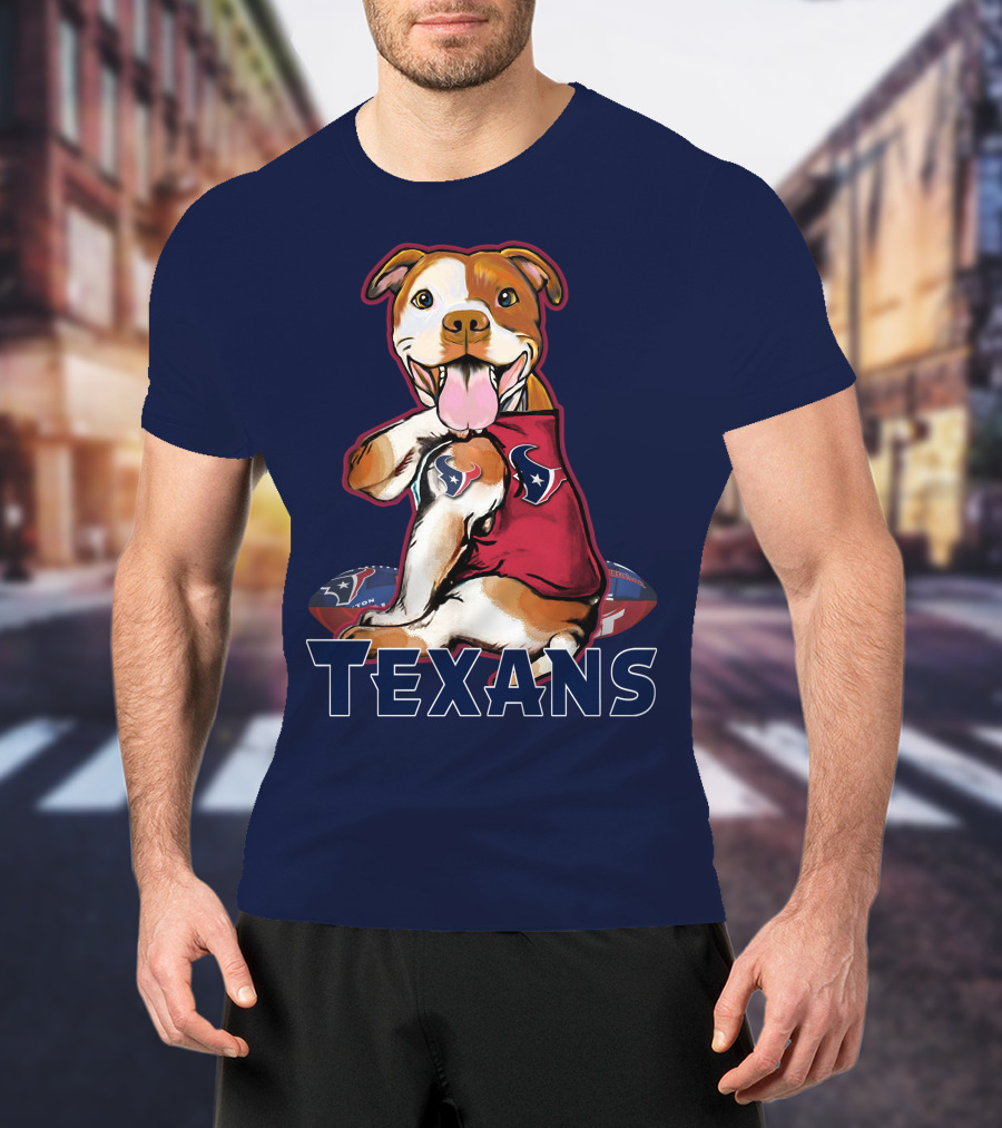 Pittbull Texans Football Icon With Houston Spirit T-Shirt