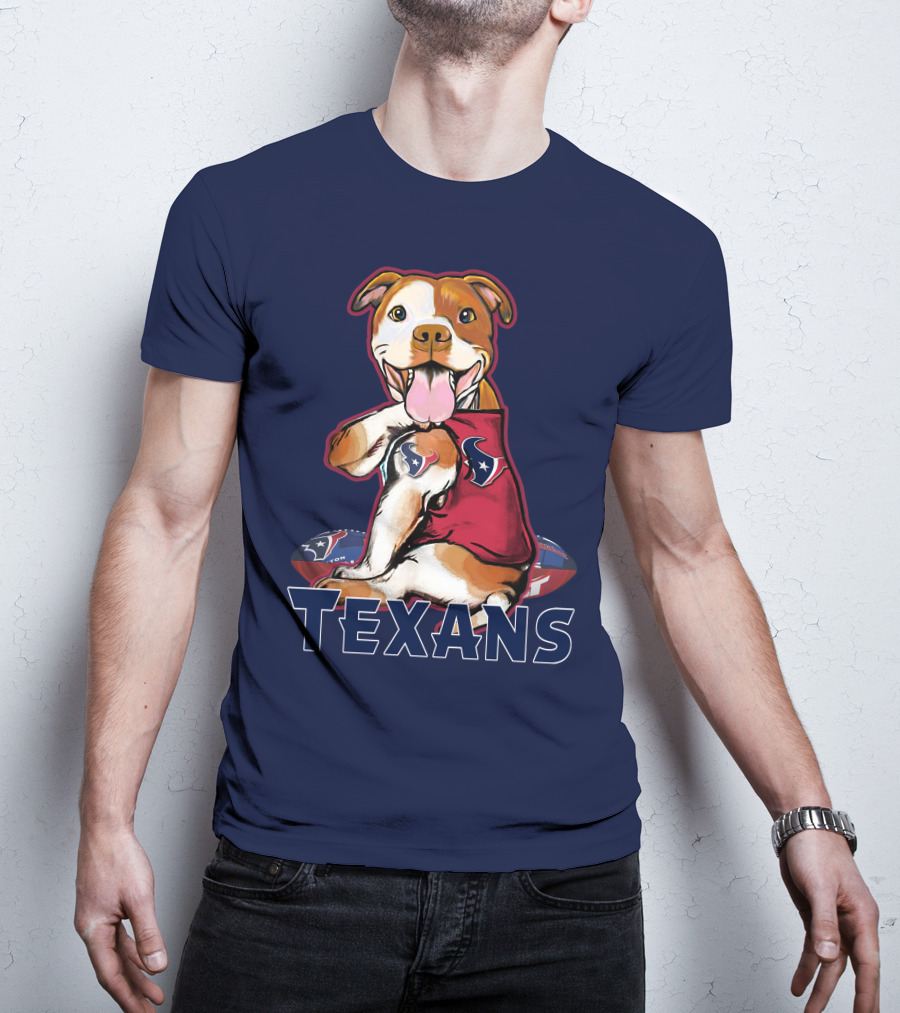 Pittbull Texans Football Icon With Houston Spirit T-Shirt