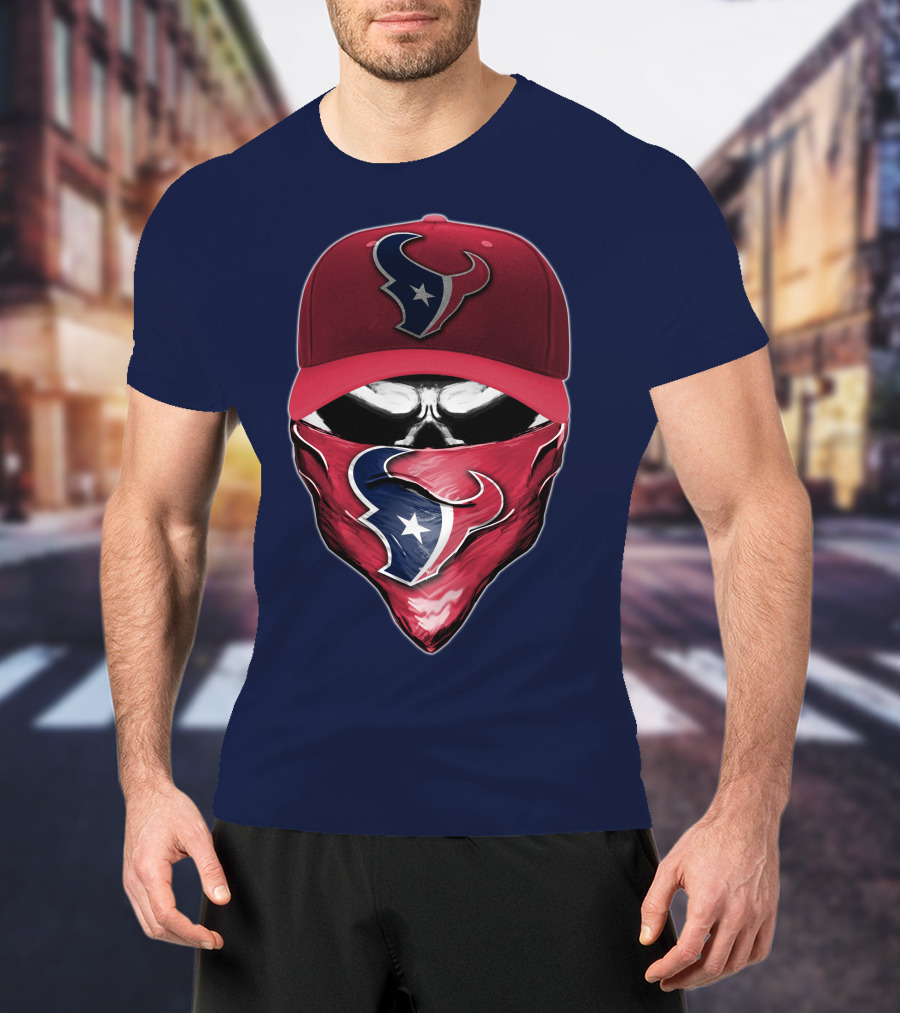 Houston Texans Skull Mask Hat T-Shirt
