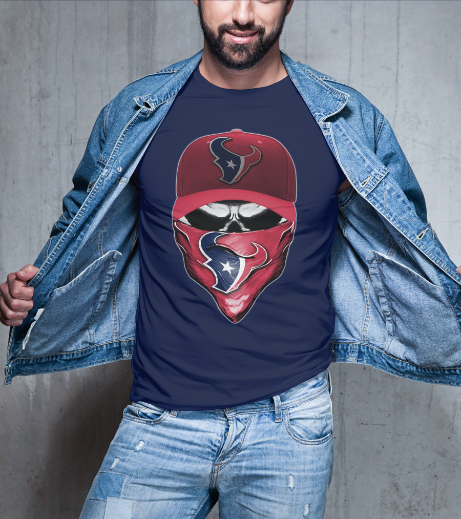 Houston Texans Skull Mask Hat T-Shirt