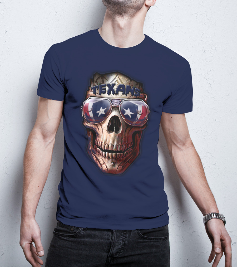 Texans Skull With Star Sunglasses T-Shirt
