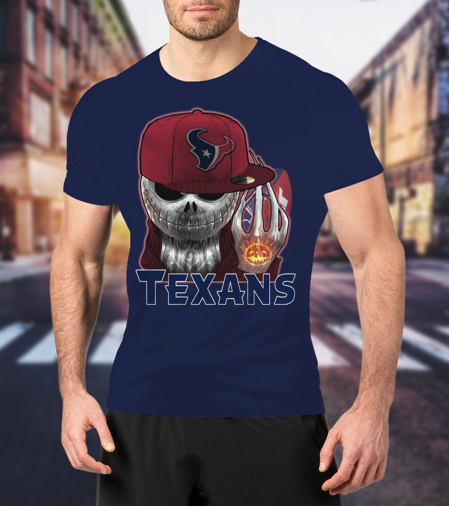 Jackskull Texans Football Halloween Pumpkin T-Shirt